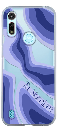 Funda Para Motorola Para Mujer Curvas Azules Con Tu Nombre