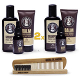 Kit Barba Grande Shampoo Balm Oleo Pente Escova Pente Garfo