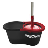 Trapeador Mop Y Cubo Con Doble Mecanismo Magiclean Spin Magic M2 Incluye Un Trapeador De Repuesto Extra (100% Microfibra)