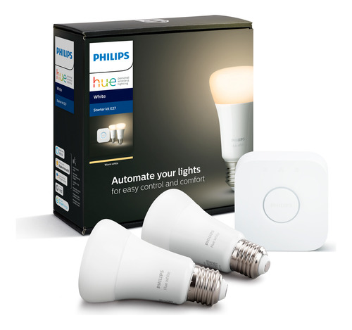 Kit Philips Hue Bridge + 2 Ampolletas Blancas Bt