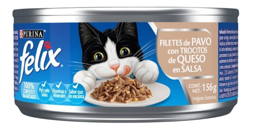 Félix Lata 156 G Alimento Húmedo Para Gato Pavo Queso Salsa