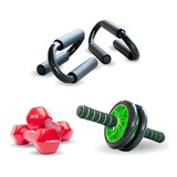 Kit Set Rueda Abdominal Mancuernas Push Up Athletic Fitness Color Multicolor