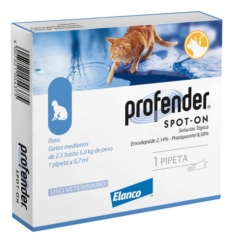 Profender Pipeta Gatos 2.5 A 5 Kg | Antiparasitario Interno