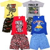 Kit 4 Conjunto Menino Roupa Infantil Shorts Moletom Atacado