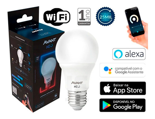 Lâmpada Smart Bulbo Led Wifi Inteligente Dimerizavel C/ritmo Cor Da Luz Branco-frio / Branco-quente 110v/220v