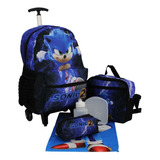 Kit Mochila Sonic 2 Infantil Juvenil Escolar Rodinhas 2023  