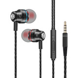 Auriculares Jd Sound Pro In Ear 3.5 Mm Stereo Micrófono Manos Libres Cable 1.2mts Negro