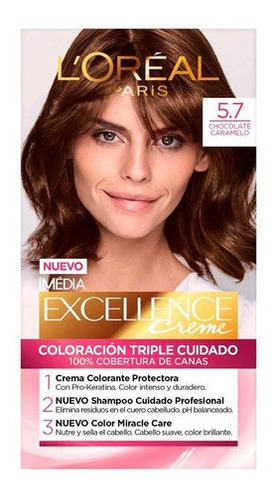 Kit Tintura L'oréal Paris  Excellence Kit Tintura L'oréal París Excellence Creme Para Rubio Tono 5.7 Chocolate Caramelo Para Cabello