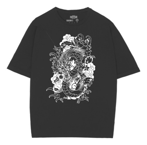 Playera Dragón Neo Japones Oversize Moda Urbana Fkttsh D149