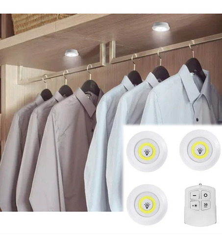 Set 3 Focos Inalámbricos Led Con Control Remoto Closet  /gyb