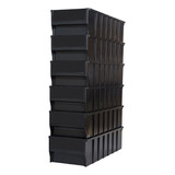 Kit 6 Contenedores Plásticos Negros Multibox 40x16x10cm Caja Color Negro