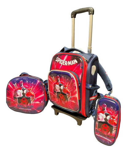 Mochila Con Ruedas Spiderman 3 Piezas Student Pack Series