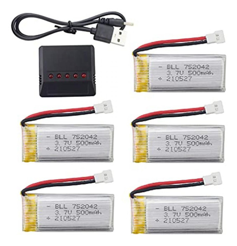 Baterias Lipo (5) Y Cargador 3.7v 500mah Para Hubsan Y Syma 