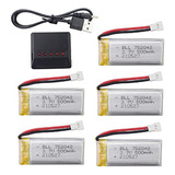 Baterias Lipo (5) Y Cargador 3.7v 500mah Para Hubsan Y Syma 