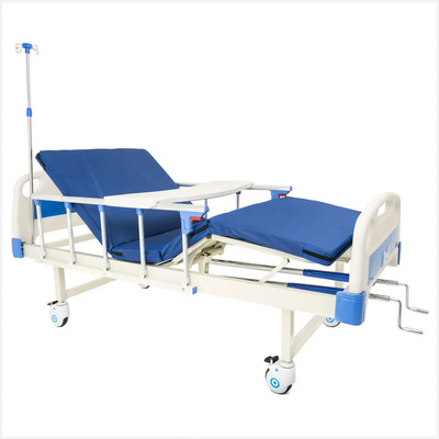 Cama Hospitalaria Manual 2 Funciones Con Colchón Impermeable Barandales Abatibles Mesa Porta Suero | Envío gratis