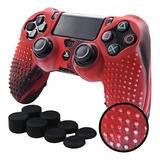 Ps4 Funda Texturizada Silicona Playstation 4 Color Camuflaje Rojo