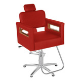Cadeira Cabeleireiro Ravenna Prime Reclin. Vermelha Pentapé