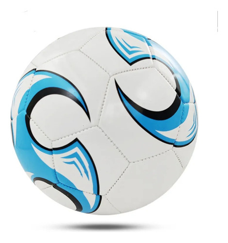 Pelota De Futbol N° 5 Resistente Cuero Pu Blanca Y Azul Color Blanco