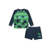 Conjunto Sungão Bebê Infantil Camiseta Praia  Proteção Solar