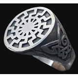 Anillo Rueda Solar Sol Negro Plata 1,8 Cm 8 Gr Art 753