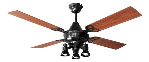 Ventilador De Techo Martin & Martin Vt139 Negro Con 4 Palas Color  Cedro Y Roble De  Madera 220 v