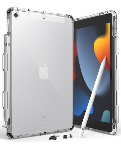 Funda Ringke Fusion+ Compatible iPad 10.2 2021 9ª 8ª 7ª Gen Color Transparente Con Bumper (negro Y Blanco)