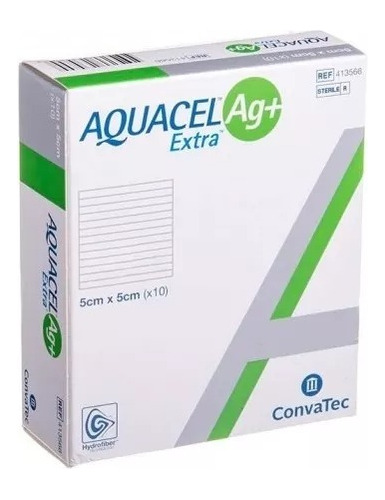 Caja 10 Uni Apósito Plata/aquacel Extra Ag 5x5 Cm Convatec