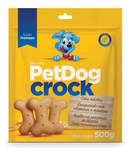 Petisco Cães Biscoito Petdog Crock 500g Caixa Com 16 Atacado