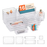 Organizador De Cajón Contenedor Plástico Transparente 16pcs