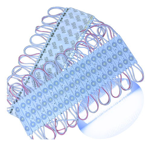 100pçs Módulo De Led Injetado Lente 160º 3led 6011 12v Frio