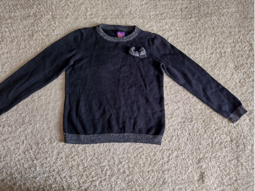 Suéter Negro Con Moño Para Niña. So Jenni. Talla 4 Años