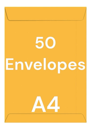 Kit 50 Envelopes A4 Kraft Ouro 22,9x32,4 50 Unidade 80g 32ko