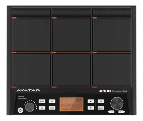 Pad De Percussão Avatar Aspd-100 Com Entrada Midi E Usb Cor Preto