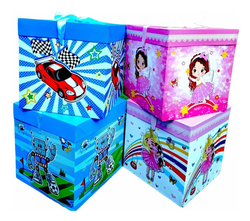 Set 12 Cajas Regalo 15 Cm Niños, Niñas Cumpleaños, Feliz Dia