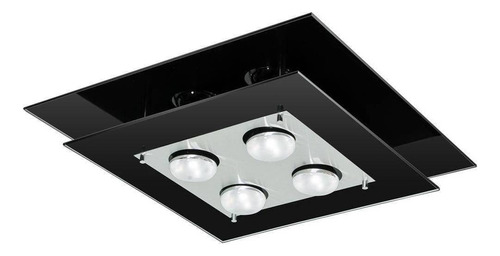 Lustre - Plafon De Vidro Para 04 Lâmpadas - Preto E Claro