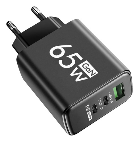 Fonte Carregador Turbo 65w Usb + 2x Usb-c Para Apple Samsung