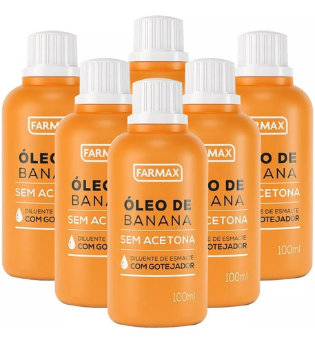 Kit 6 Óleo De Banana Farmax 100ml S/ Acetona C/ Gotejador