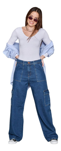 Wide Leg Cargo Moda Rigido Cenitho Jeans Talle 36-46 Cj15