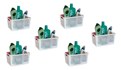 Set X 6 Canasto Organizador Plastico Cesto Rectangular #815