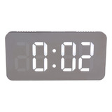 Reloj Digital Blanco Con Espejo Led, Número De Reloj