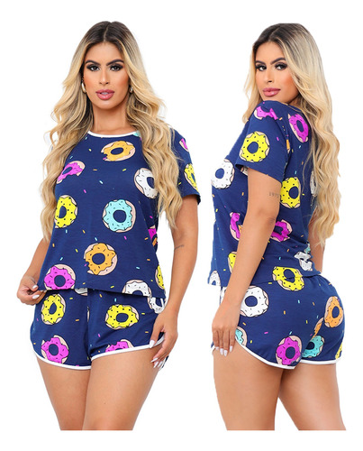 Pijama Feminino Curto Verão Confortavel Soltinh Lindo Adulto