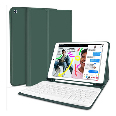 Funda Verde Con Soporte De Teclado Blanco Para iPad 7\u002F8\u002F9 10 | Envío gratis