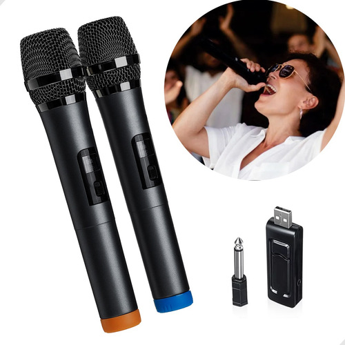 Kit 2 Microfones Karaokê Festas Sem Fio Digital Bluetooth 