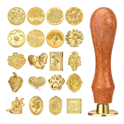 Kit De 20 Sellos Personalizados Retro Dorado, Sellos Cera Bo