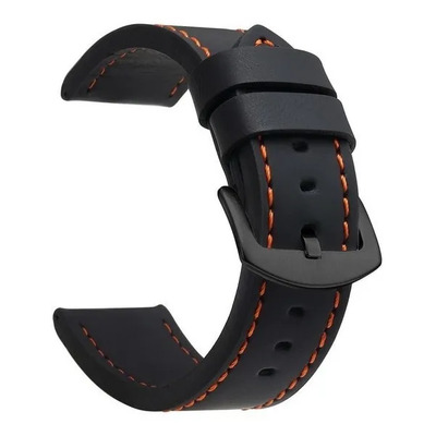Correa Piel Pu Hebilla Neg Para Armani Exchange Ax Connected Negro\u002Fcostura Naranja 2.2 Cm | Meses sin interés