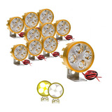 10 Faros 4 Led Redondo Bicolor Blanco Ambar Auxiliar Auto