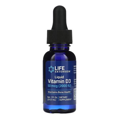 Vitamina D3 líquida Life Extension 50 mcg (2000 UI) 29,57 ml | Envío gratis