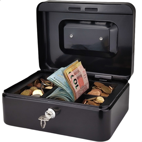 Cofre De Metal Cash Box - Segurança Para Dinheiro E Jóias