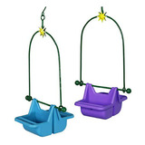 Exhart Hanging Basket Bird Feeders (set Of 2) Blue & Purple 