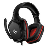 Audífonos Gamer Logitech G Series G332 Black Con Luz  Rojo